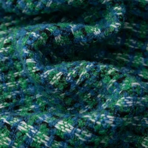 Wool Polyester Blend Silver Lurex Metallic Yarn Woven Tweed Fabric for Bags Skirts Pants and Jackets