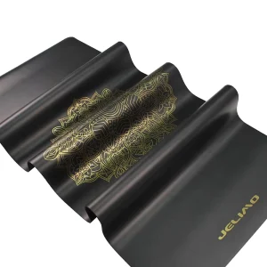 Workout Exercise Portable Non Slip Fitness PU Natural Rubber Foldable Yoga Mat for Pilates Gold Stamping Pattern Design