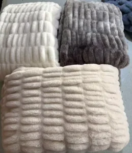World’s No.1 Softest Blanket Rabbit Fur Double Sided Ruched Faux Fur Throw Blanket for Eco friendly Four Seasons Use 60 X 72