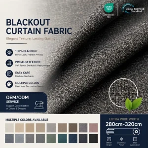 Woven 100% Polyester Chenille Fabric 3 Pass Silicon FR Blackout Curtain Fabric for Energy Saving Bedroom Living Room