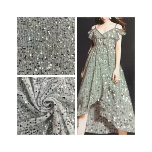 Woven 100% Polyester Embroidered Sequin Fabric Decorative and Shiny for Garment From Manufacturer