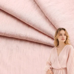 Woven 67%Rayon 13%Linen 110gsm Crinkle Pleated Texture Lightweight Fabric Women’s Shirts Pants