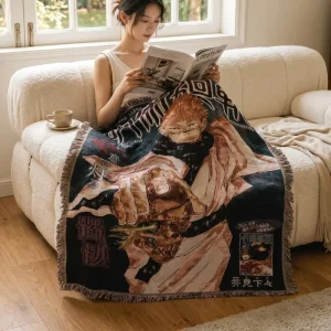 Woven Blanket Cotton Polyester Jacquard Anime Art 130x160cm Factory Direct Sofa Cover Dorm Decor Picnic 1pc MOQ