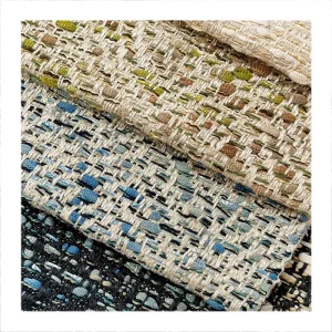 Woven Breathable Heavyweight Upholstery Fabric Yarn Dyed Colorful Gemstone Inlay Linen Viscose Mixed