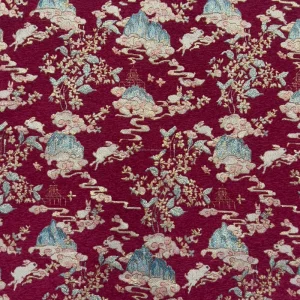 Woven Brocade Chenille Jacquard Upholstery Fabric European Floral Pattern Gold Lurexy Breathable Sofa Cushions Home