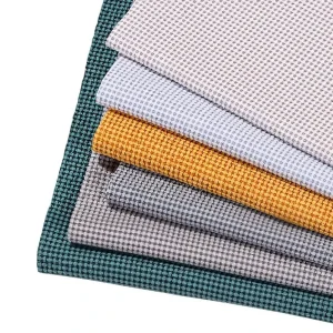 Woven Brocade Sofa Fabric Manufacturer Direct Supply 410gsm Small Check Polyester Linen Look Throw Pillows Sofa Covers Fabric