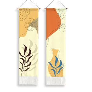Woven Canvas Tapestry Banners DIY Hanging Flag for Diwali Wedding Birthday Decor Living Room Bedroom