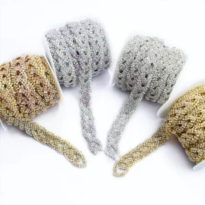 Woven Chain DIY Jewelry Accessories Silver Gold AB Color Sparkling Rhinestone Trimming for Clothing and Shoes