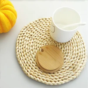 Woven Corn Husk Farmhouse Boho Braided Placemats Heat Resistant Outdoor Patio Table Place Mats
