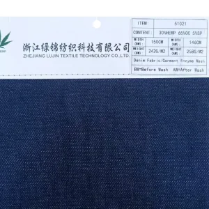 Woven Denim Jacquard Fabric with Hemp and Organic Cotton Stretch Jeans