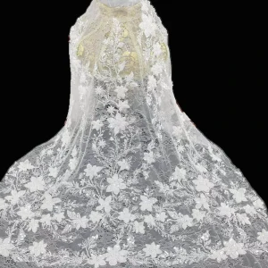 Woven Fabric Textiles Nigerian Bride Lace French Sequin Netting Embroidered Wedding Party