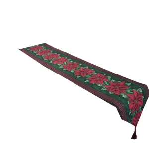 Woven Floral Jacquard Waterproof Christmas Dining Room Table Runner