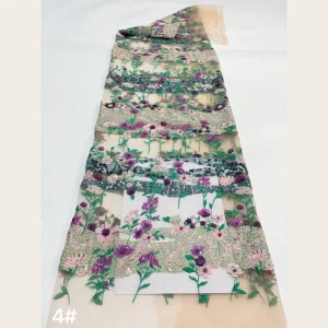Woven Floral Sequined Eco Friendly Lace Fabric for Wedding and Bridesmaid Dresses