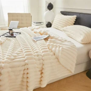 Woven Imitation Rabbit Fur Plush Multi Function Air Conditioner Travel Nap Warm Thickened All Season Machine Washable Blanket