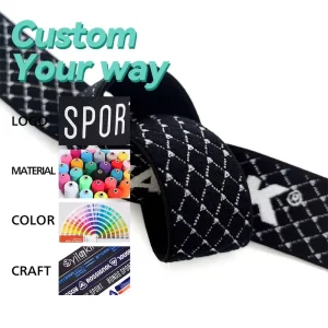 Woven Jacquard Elastic Webbing Band with Custom Silicon Spots or Line Pattern Soft 4cm Wide Polyester/Nylon