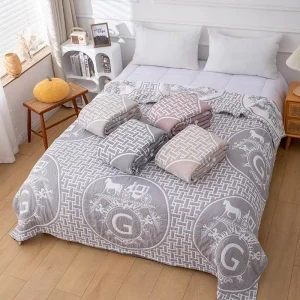 Woven Korean Cotton Polyester Throw Blanket Custom Size Pattern Skin friendly for Sofa Bed Decor