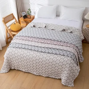 Woven Korean Throw Blanket Cotton Custom Pattern for Holiday Party Decor ROHS Certified