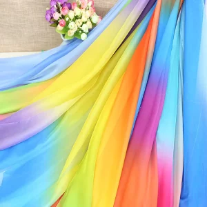 Woven Lightweight 100% Polyester Silky Printed Ombre Chiffon Fabric for Boys Summer Dresses