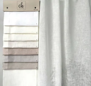 Woven Linen Look Sheer Curtain Fabric for Living and Bedroom Light Filtering Drapery