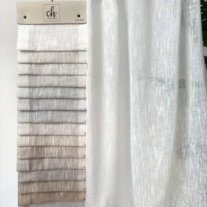 Woven Linen Look Sheer Curtain Fabric for Modern Home Decor