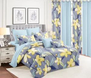 Woven Microfiber Duvet Cover Set with Matching Curtains Home & Hotel Use 1800TC Thread Count