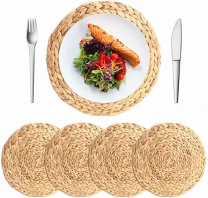 Woven Placemats and Napkin Rings Fabric Braided Placemat by Seagrass Place Mats Indoor Set of 2 Tablemats