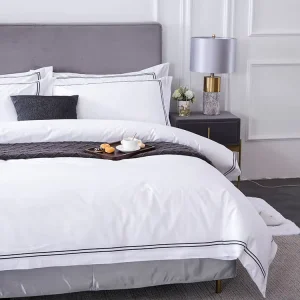 Woven Plain 200TC Pure Cotton Bedding Set Comfortable for Hotel Home Use
