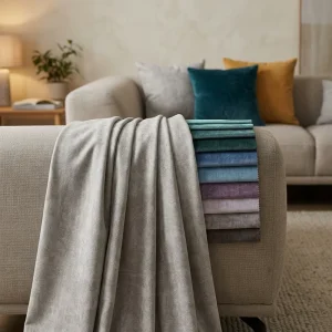 Woven Plain Breathable 100% Polyester Velvet Sofa Fabric for Upholstery Home Textile