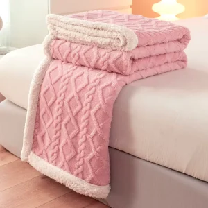 Woven Plain Velvet Sherpa Fleece Autumn Solid Throw Blanket Anti static & Anti Pilling Machine Washable