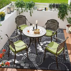 Woven Plush Reversible Waterproof Non Slip Outdoor Rugs Travel Camping Mat 4 Corner Loops Stakes Washable PP Material Patio