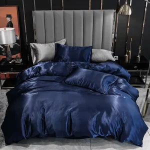 Woven Satin Sheets Twin XL Size 4 Pieces Luxury Silky Soft 100TC Bed Sheets Wrinkle Free Dark Green Satin Sheet Set