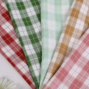 Woven Scottish Plaid Polyester Spandex TR Yarn Dyed Check Stretch Fabric for Pants Shirts and Skirts