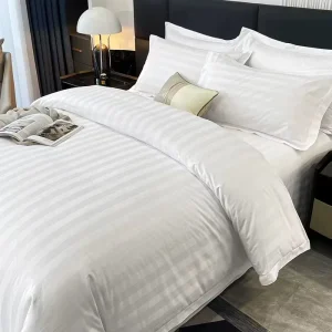 Woven Simple Sateen Stripe 40S Pure Cotton Luxury Bedding Set for Home