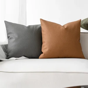 Woven Sofa 18×18 Inch PU Throw Pillow Cover American style Large Sofa Leather Pillow Cushion for Home Decor