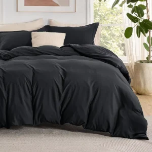 Woven Soft Double Brushed Microfiber 200TC All-Season Bedding Set Duvet Cover with Fitted Sheet Zipper Closure
