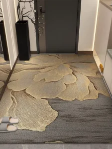 Woven Square Entrance Door Mat Non Slip Geometric Pattern Polyester Fiber Hand Washable Can Be Cut