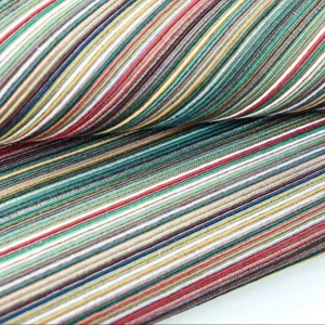 Woven Stripe Fabric Blended from 65% Polyester, 30% Cotton, 5% Viscose for Bags and Shoes