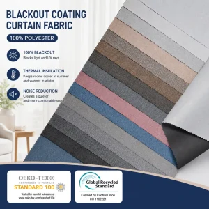 Woven TPU Flocking Polyester Curtain Fabric Waterproof Flame Retardant Drapery Material for Hotel Office Home