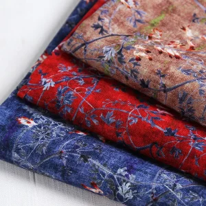 Woven Textile 45% Ramie 55% Cotton Blended Digital Printed Fabric for Dresses