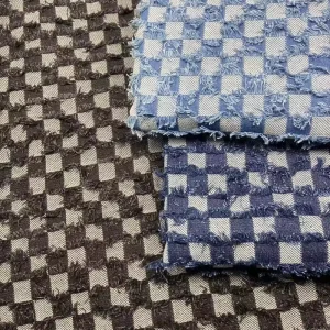 Woven Twill Yarn Dyed Checkerboard Cut Denim Fabric 100% Cotton Anti-Pull Heavyweight 10 oz for Girls Boys Jeans