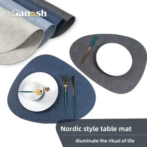 Woven-textured PVC Placemats Table Mats Waterproof Non slip Heat Resistant Place Mats Eco Friendly Elegant Home Decor