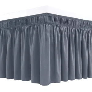 Wrap Bed Skirts Lavender Adjustable Elastic Dust Ruffles Easy Fit Wrinkle Silky Luxurious Fabric Machine Washable Customized