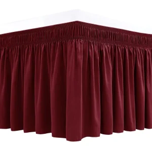Wrap Bed Skirts Lavender Adjustable Elastic Dust Ruffles Easy Fit Wrinkle Silky Luxurious Fabric Machine Washable Customized