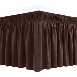 Wrap Bed Skirts Lavender Adjustable Elastic Dust Ruffles Easy Fit Wrinkle Silky Luxurious Fabric Machine Washable Customized