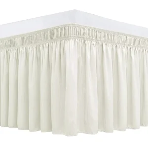 Wrap Bed Skirts Lavender Adjustable Elastic Dust Ruffles Easy Fit Wrinkle Silky Luxurious Fabric Machine Washable Customized