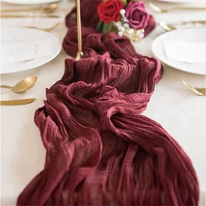 Wrinkle Bohemian Rustic Long Table Runner for Home Festival Wedding Party Birthday Decor