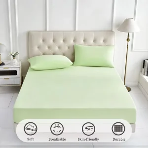Wrinkle Free Cooling Nylon Spandex Fitted Sheet Smooth Breathable Soft Elastic All Round Mattress Bed Cover King Size White