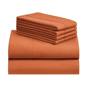 Wrinkle Free Hypoallergenic 6 Piece Twin Size Fitted Sheet 18in Depth Bedding Sheets Set with Flat Sheet and Pillowcases