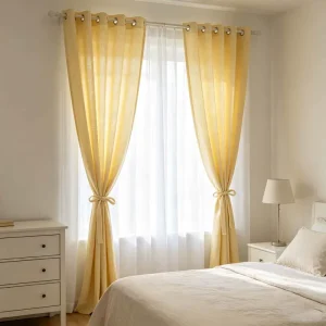 Wrinkle Free Insulated Motorized Smart Curtains Valances Remote Control Polyester/Linen Material Modern Style Cafe Use Blackout