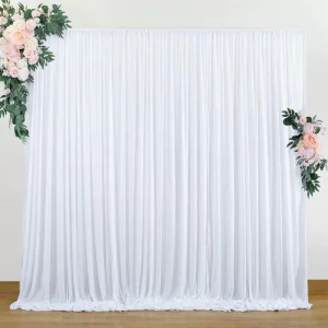 Wrinkle Free Milk Silk Fabric Wedding Curtain Drapes Polyester 5*10FT White Curtains Backdrop for Wedding Event Party Decoration